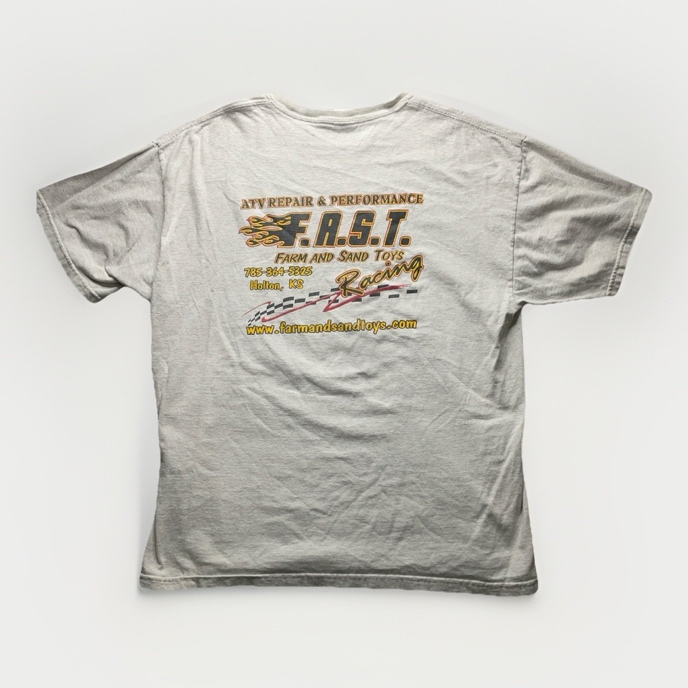 Vintage Y2K Mechanic Speed Shop Distressed Grunge Faded Gray T-Shirt Size XL